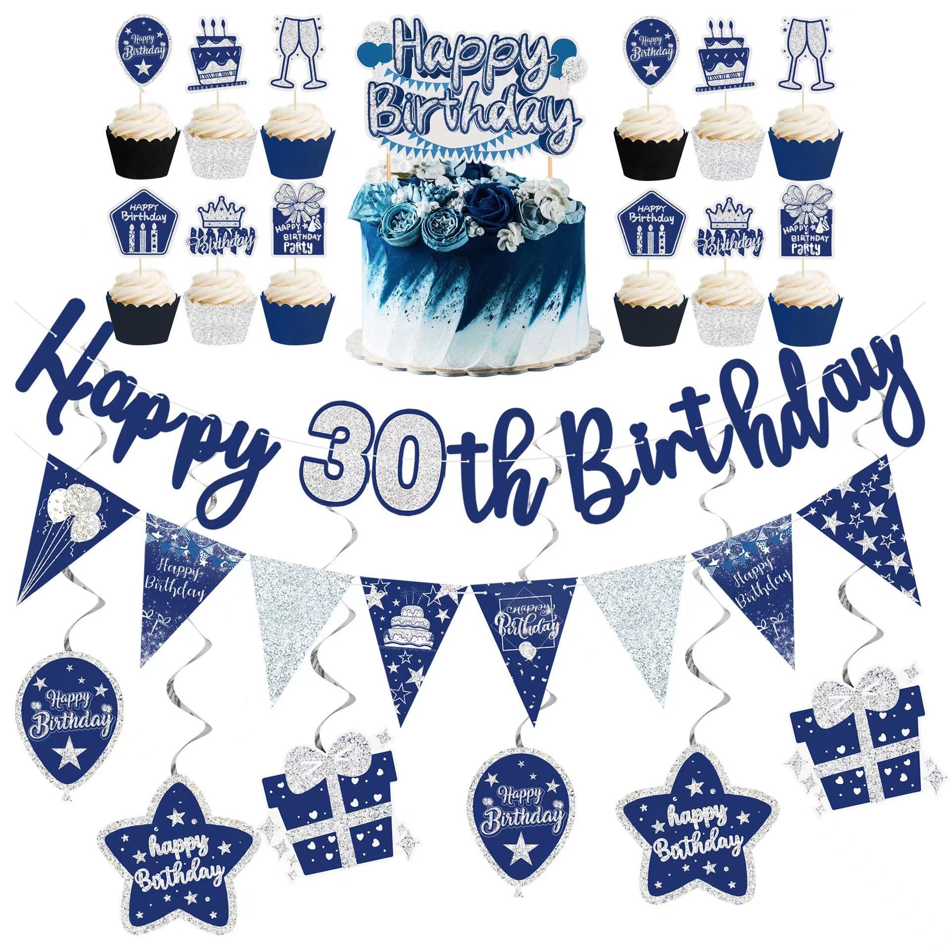 51pcs Navy Blue Birthday Party Decorations Set - Lasercutwraps Shop