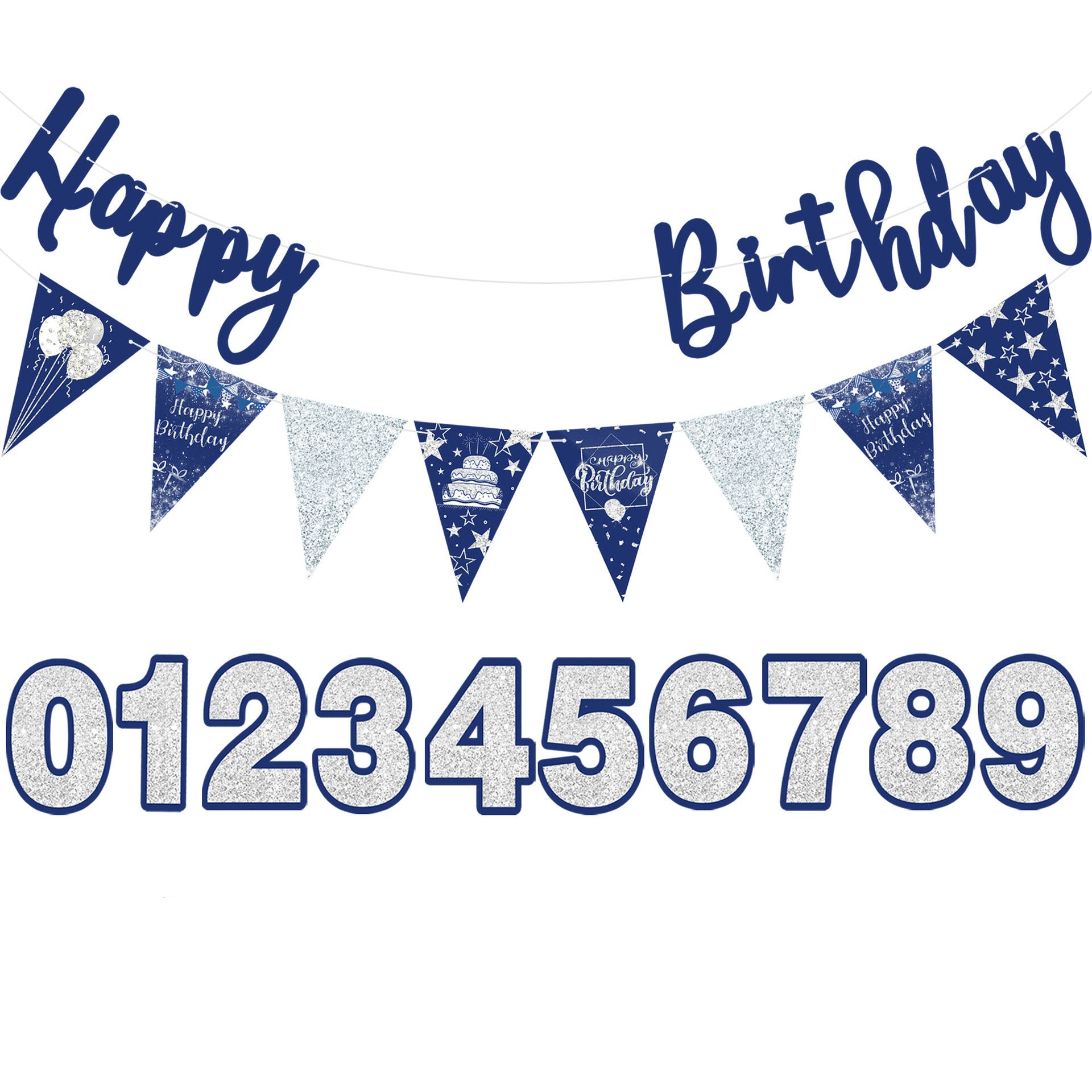 51pcs Navy Blue Birthday Party Decorations Set - Lasercutwraps Shop