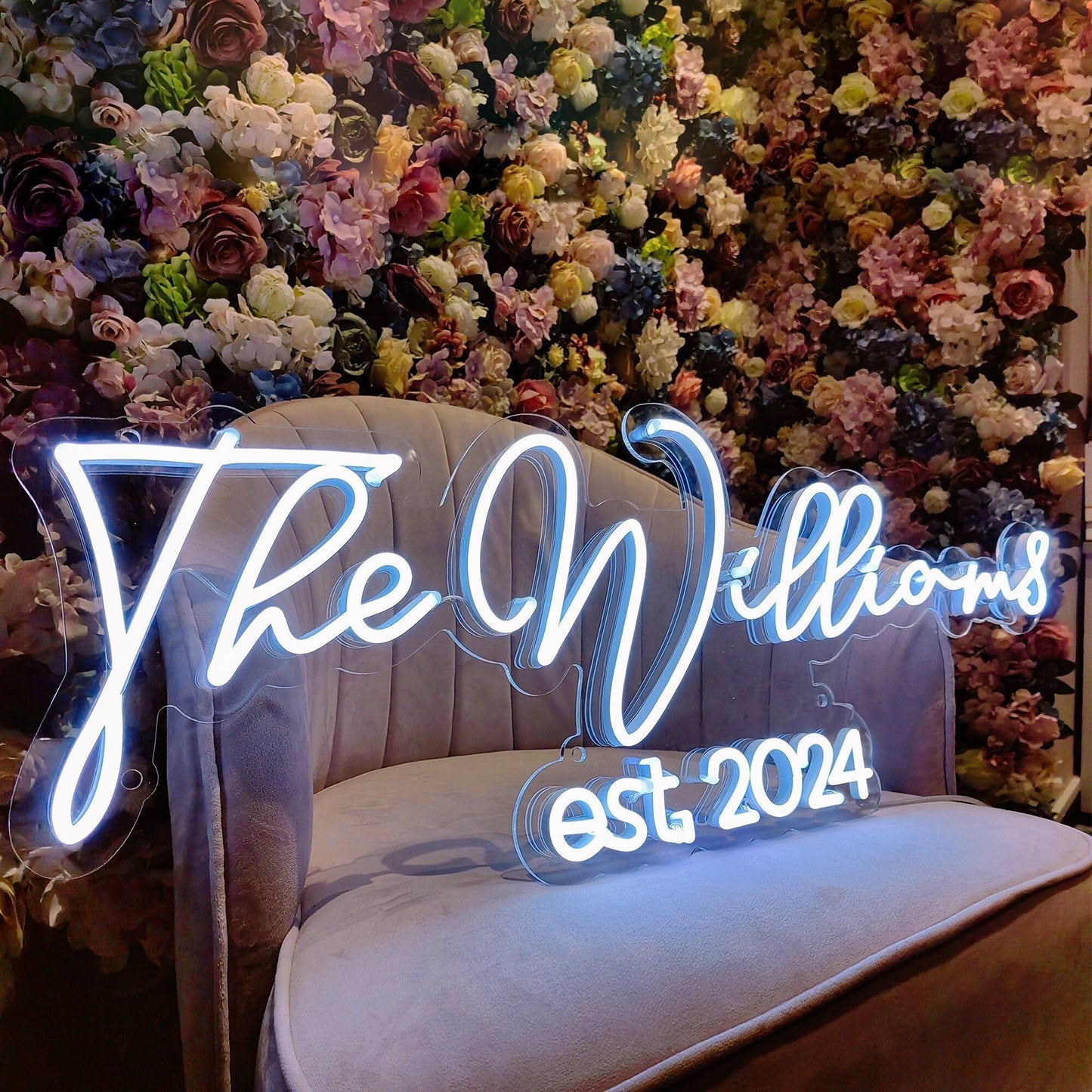 Custom Wedding Neon Sign Last Name Backdrop Wedding Reception Decor
