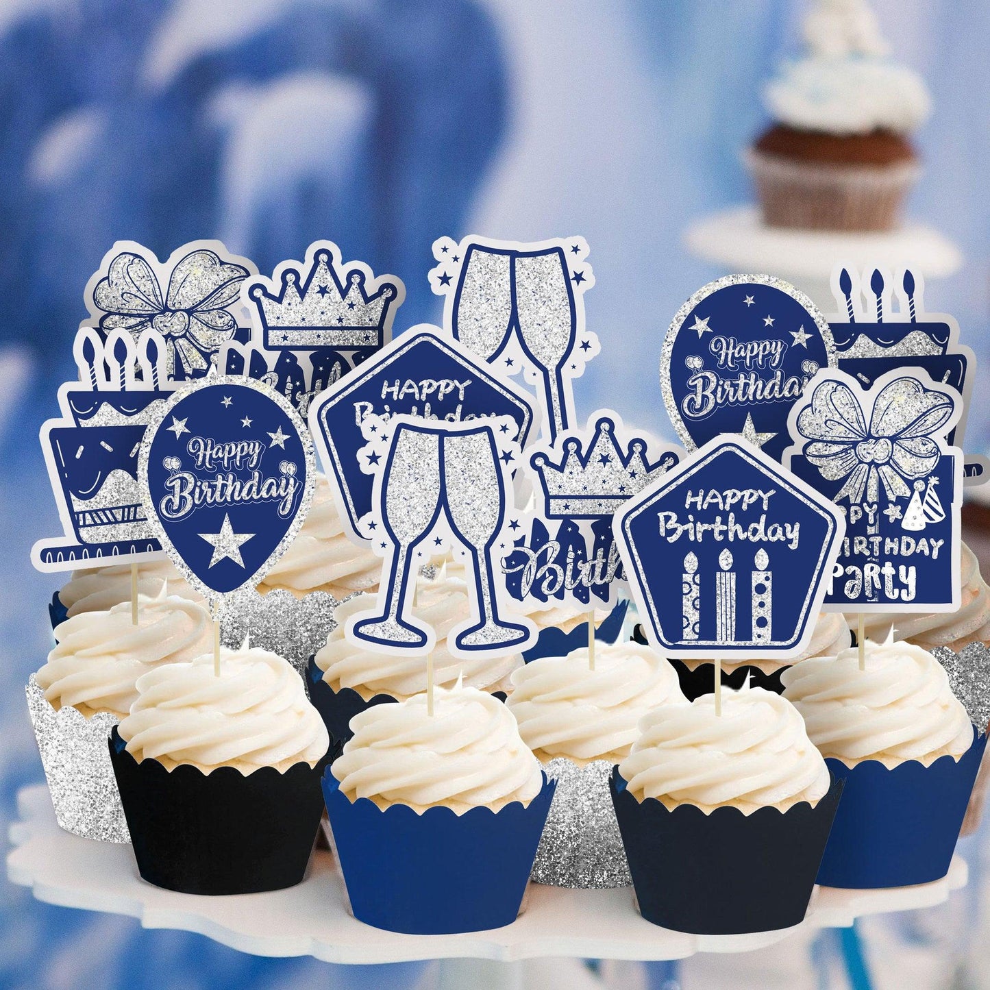 51pcs Navy Blue Birthday Party Decorations Set - Lasercutwraps Shop