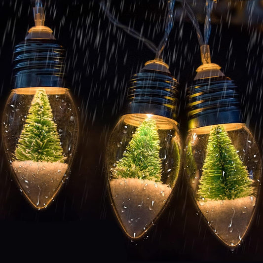 Battery Operated Christmas Tree Lights, Christmas Snow Globes String Lights for Room with 10 LED Clear Bulbs