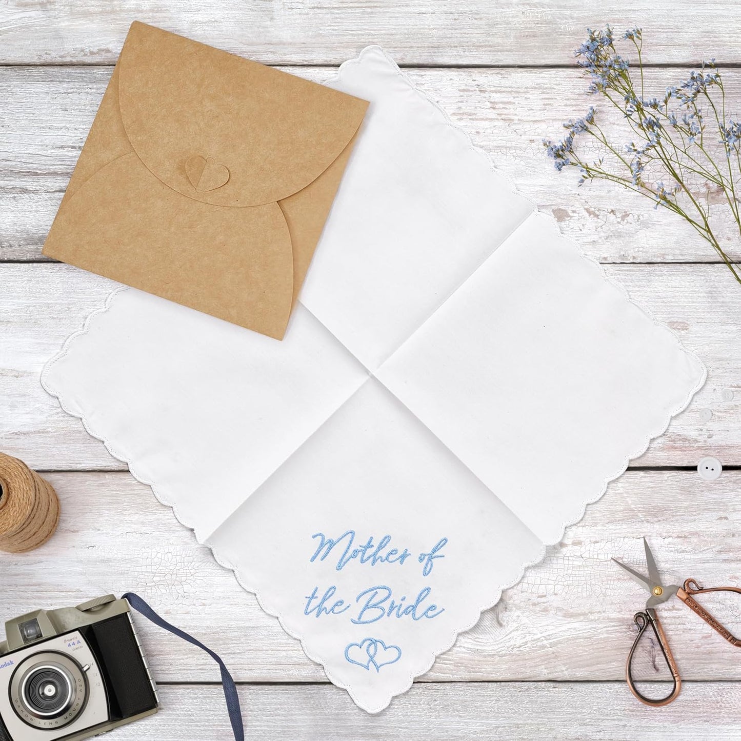 Something Blue for Bride on Wedding Day - Mother of the Bride Gifts, Bridal Wedding Hankie - Mom Handkerchief