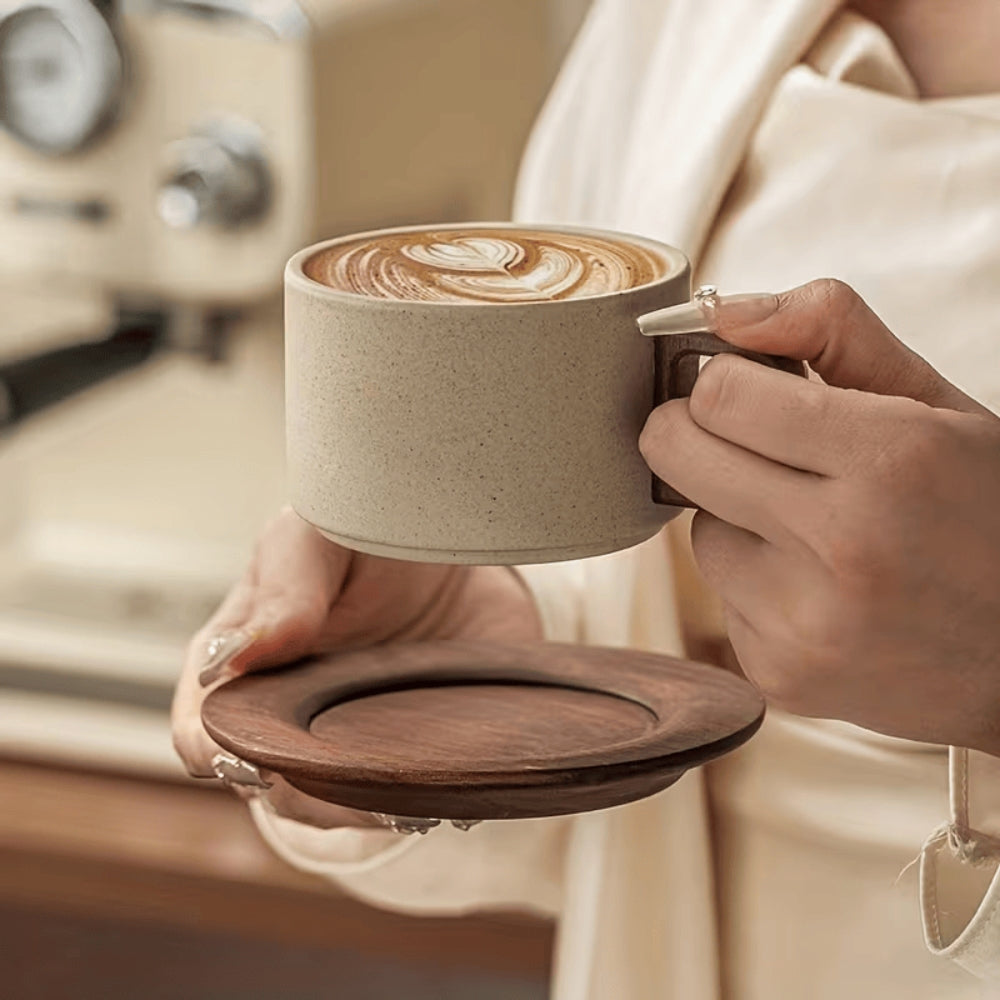 Modernist Ceramic Wooden Pallet Mug