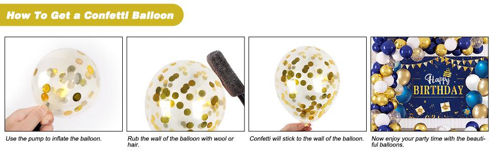 Navy Blue Birthday Decorations Happy Birthday Backdrop with 70pc Navy Blue Gold and White Balloon Garland Kit - Lasercutwraps Shop