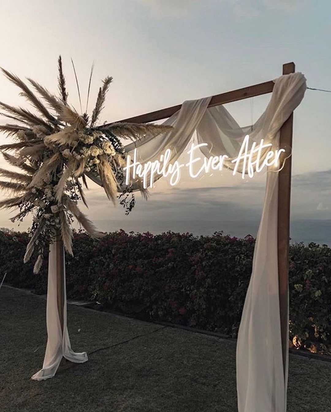 Custom Happily Ever After Neon Sign, White LED Neon Light Signs for Wedding