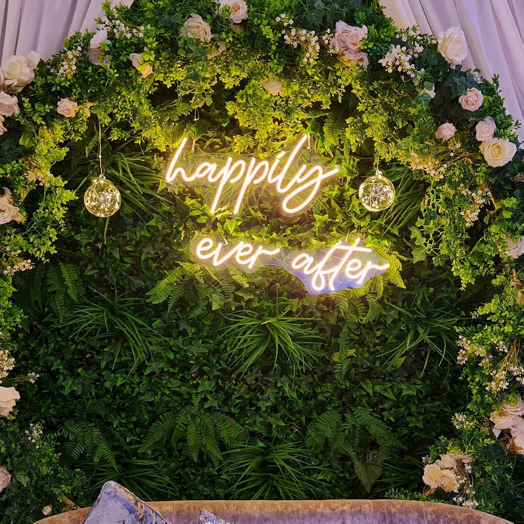 Custom Happily Ever After Neon Sign, White LED Neon Light Signs for Wedding