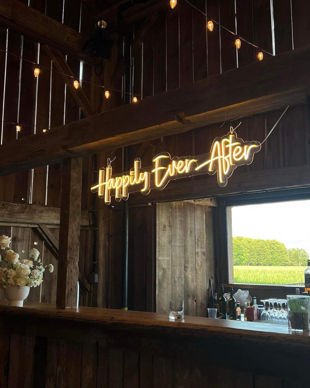 Custom Happily Ever After Neon Sign, White LED Neon Light Signs for Wedding