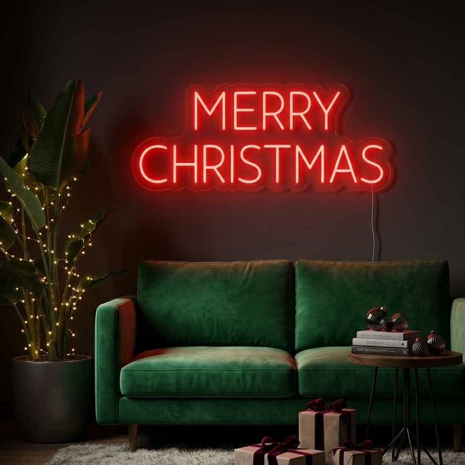 Merry Christmas Neon Sign LED Light Holiday Wall Decor for Living Room Party Bedroom