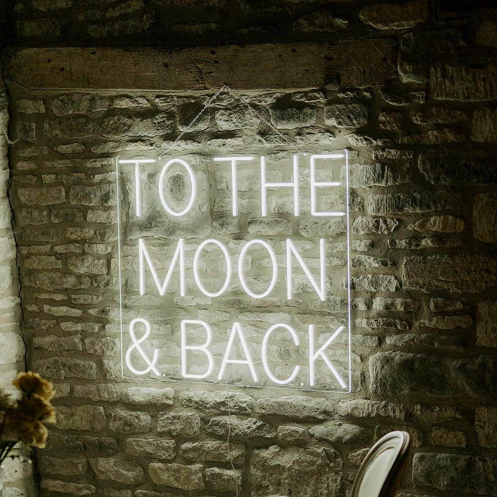 To The Moon and Back Neon Sign for Wedding, Custom Moon Neon Light Signs for Wall Art