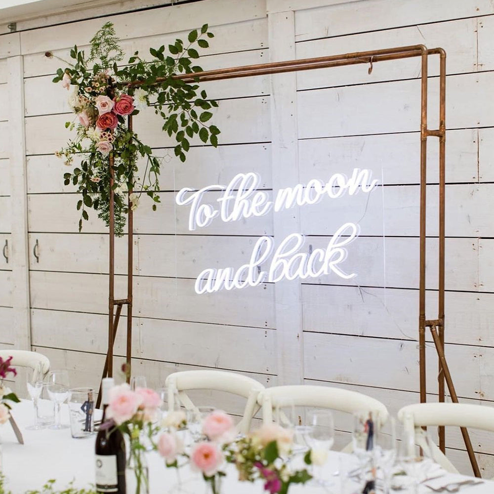 To The Moon and Back Neon Sign for Wedding, Custom Moon Neon Light Signs for Wall Art
