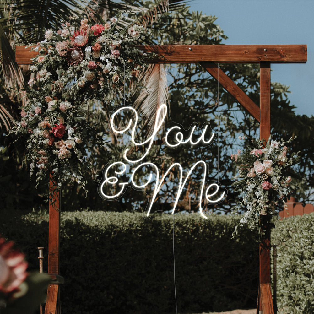 You and Me Custom Neon Sign Wedding Backdrop Decorations For Reception
