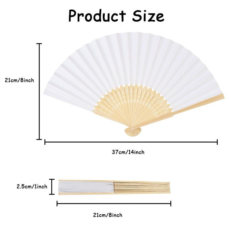 White Foldable Paper Fan Portable Chinese Bamboo Fan Wedding Favors For Guest Birthday Party Decoration Summer Weddings - Lasercutwraps Shop