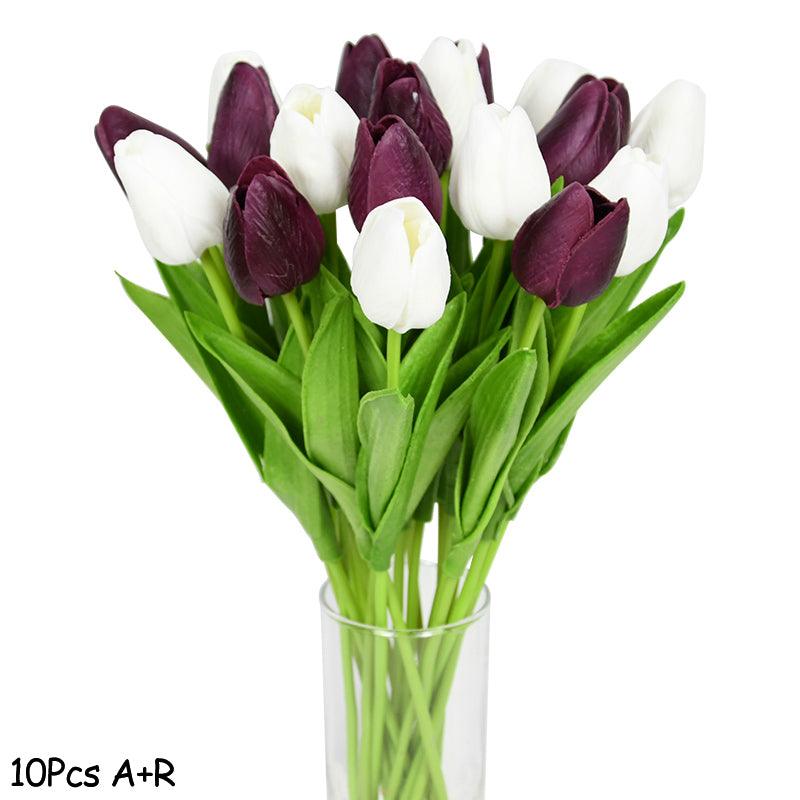 10PCS Tulip Artificial Flower Real Touch Artificial Bouquet Fake Flower for Wedding Decorations - Lasercutwraps Shop