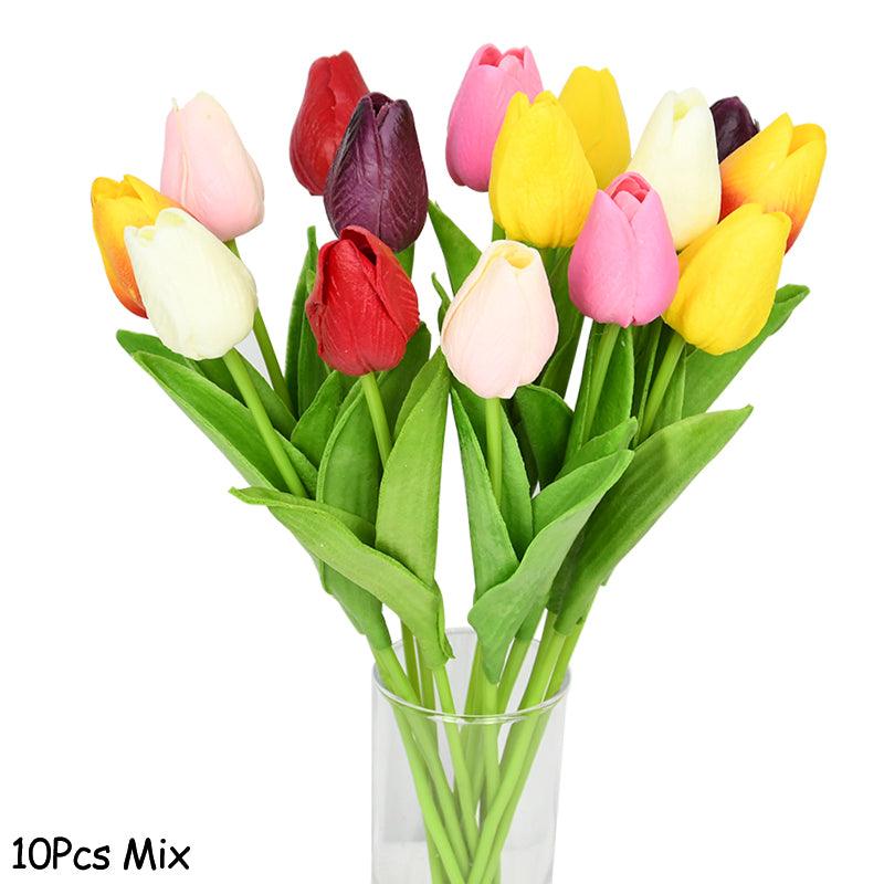 10PCS Tulip Artificial Flower Real Touch Artificial Bouquet Fake Flower for Wedding Decorations - Lasercutwraps Shop