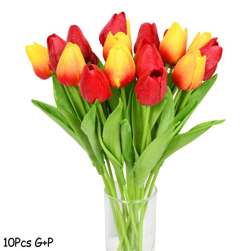 10PCS Tulip Artificial Flower Real Touch Artificial Bouquet Fake Flower for Wedding Decorations - Lasercutwraps Shop