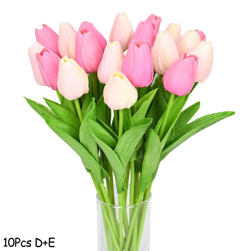 10PCS Tulip Artificial Flower Real Touch Artificial Bouquet Fake Flower for Wedding Decorations - Lasercutwraps Shop