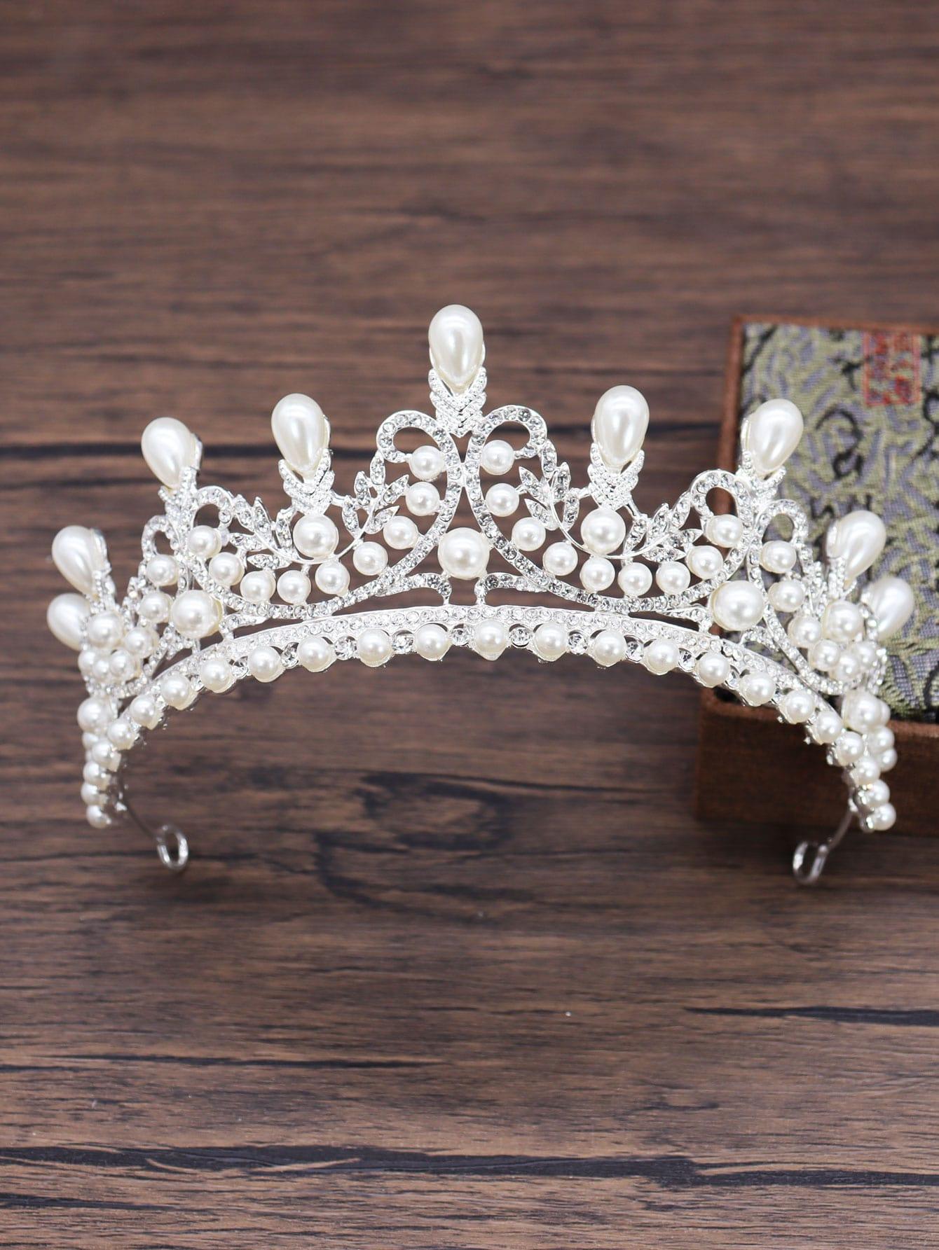 Faux Pearl Decor Crown Hair Accessory - Lasercutwraps Shop
