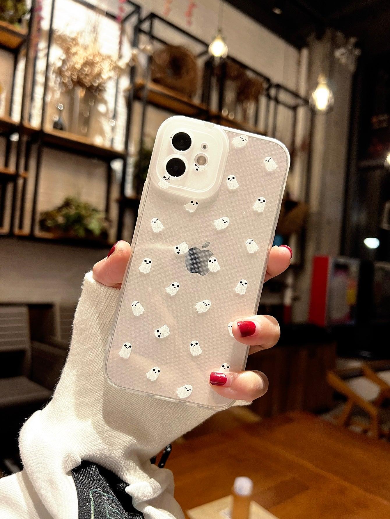 Cartoon Ghost Clear Phone Case - Lasercutwraps Shop
