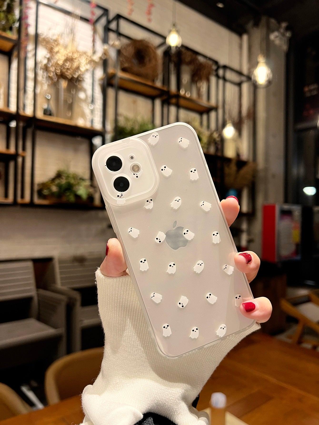 Cartoon Ghost Clear Phone Case - Lasercutwraps Shop