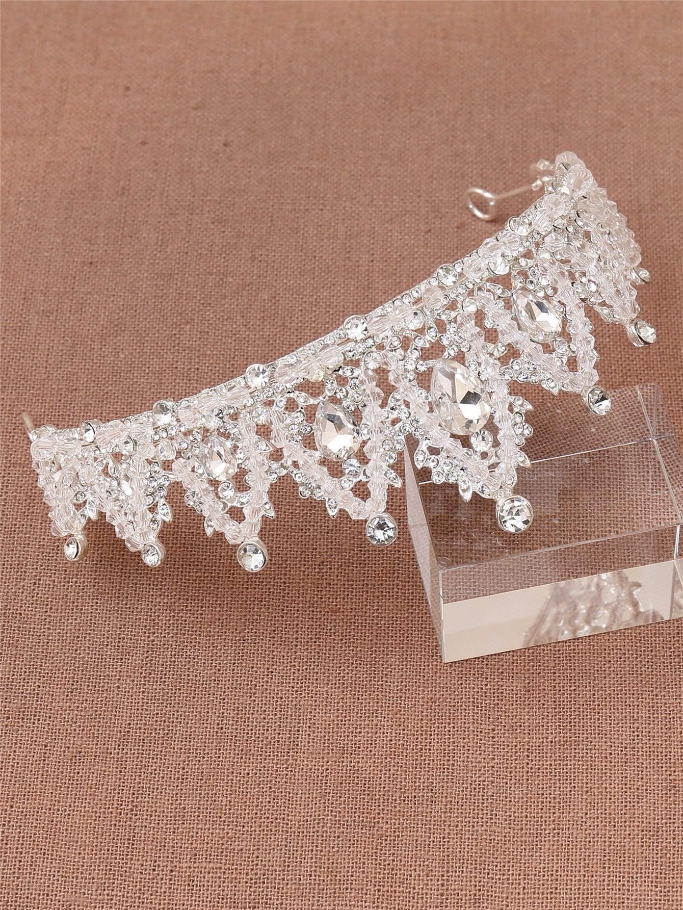 Rhinestone Decor Crown Design Bridal Headwear - Lasercutwraps Shop