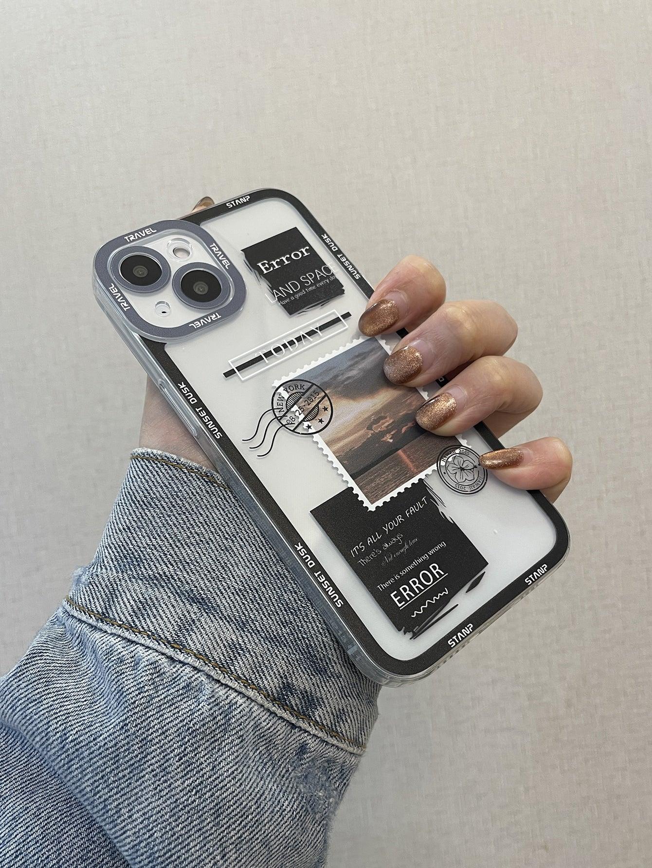 Stamp Pattern Clear Phone Case - Lasercutwraps Shop