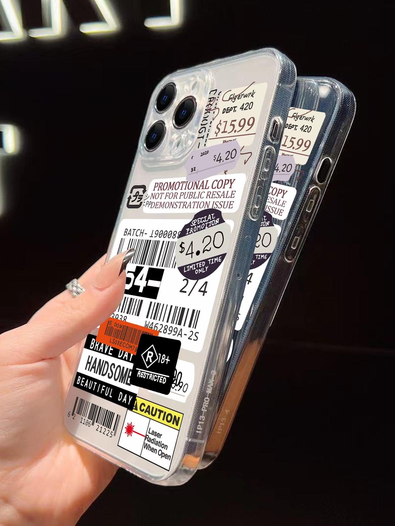 Label Pattern Clear Phone Case - Lasercutwraps Shop