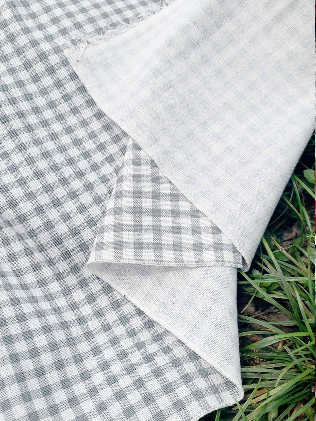 Gingham Print Raw Trim Outdoor Quick-Drying Picnic Mat - Lasercutwraps Shop