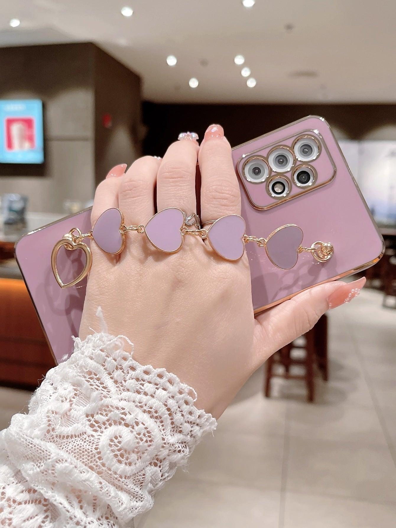 Purple Plating Plain Phone Case With Hand Strap - Lasercutwraps Shop