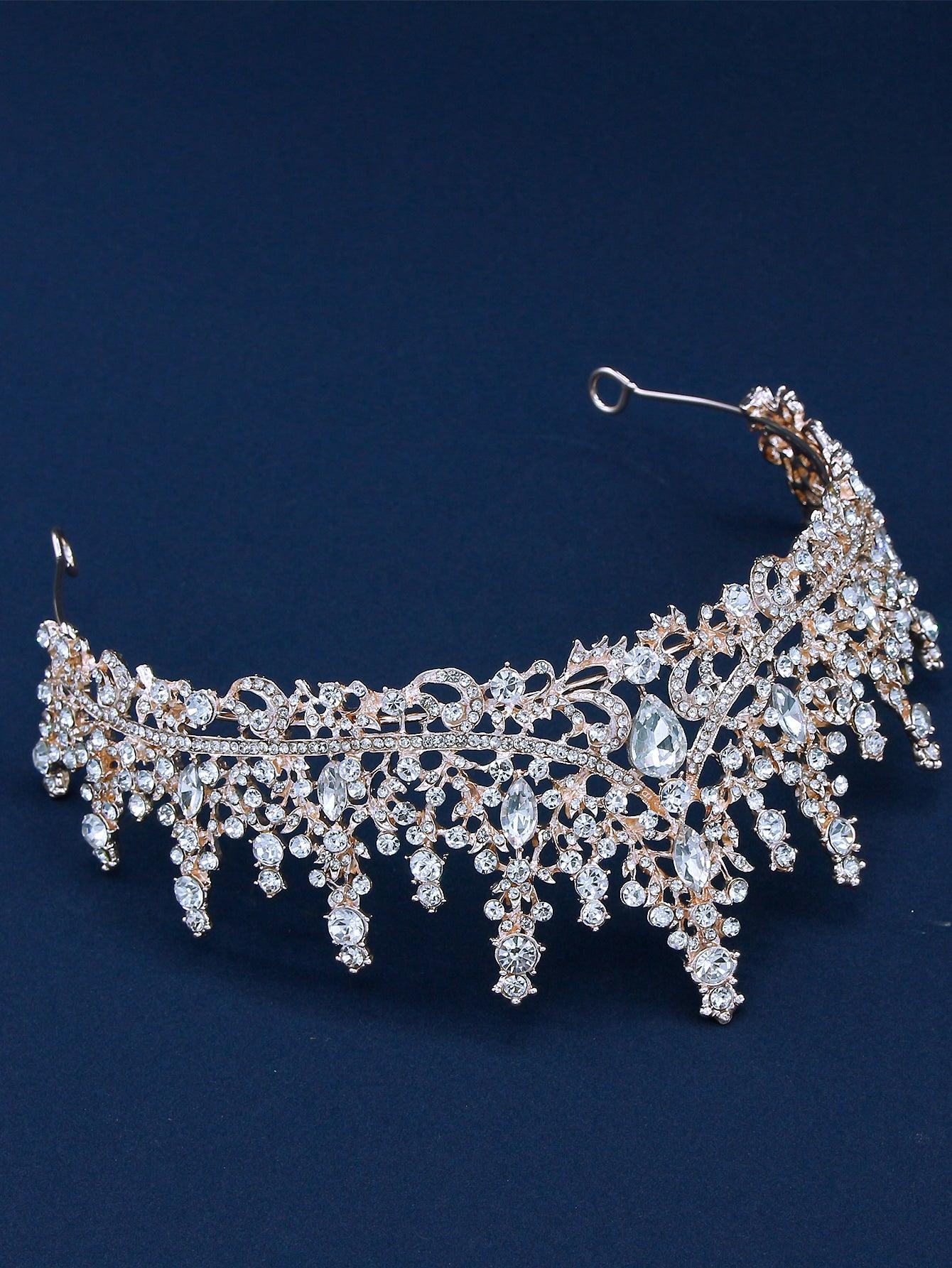 Rhinestone Decor Crown Design Bridal Headband - Lasercutwraps Shop