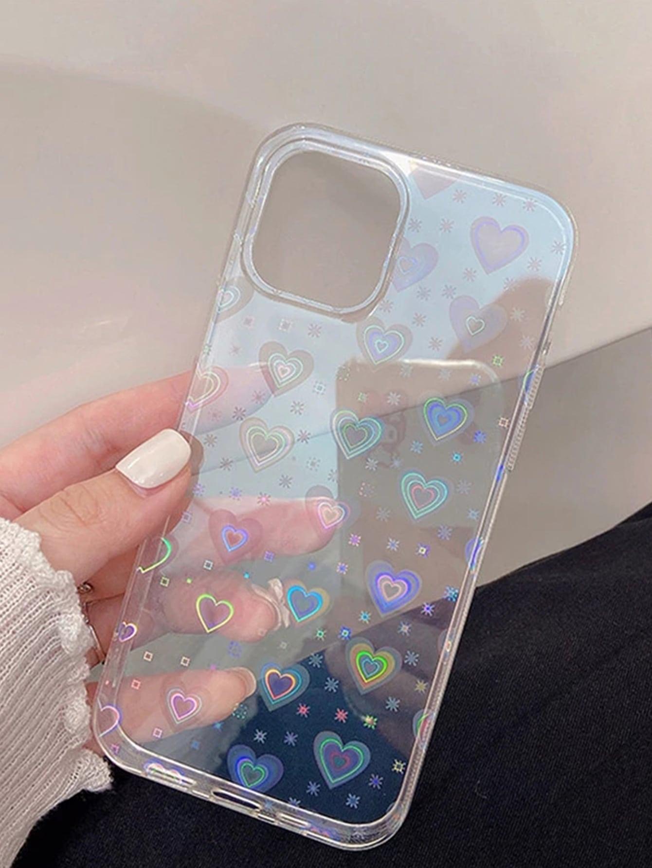 Clear Phone Case With Aurora Heart Paper - Lasercutwraps Shop