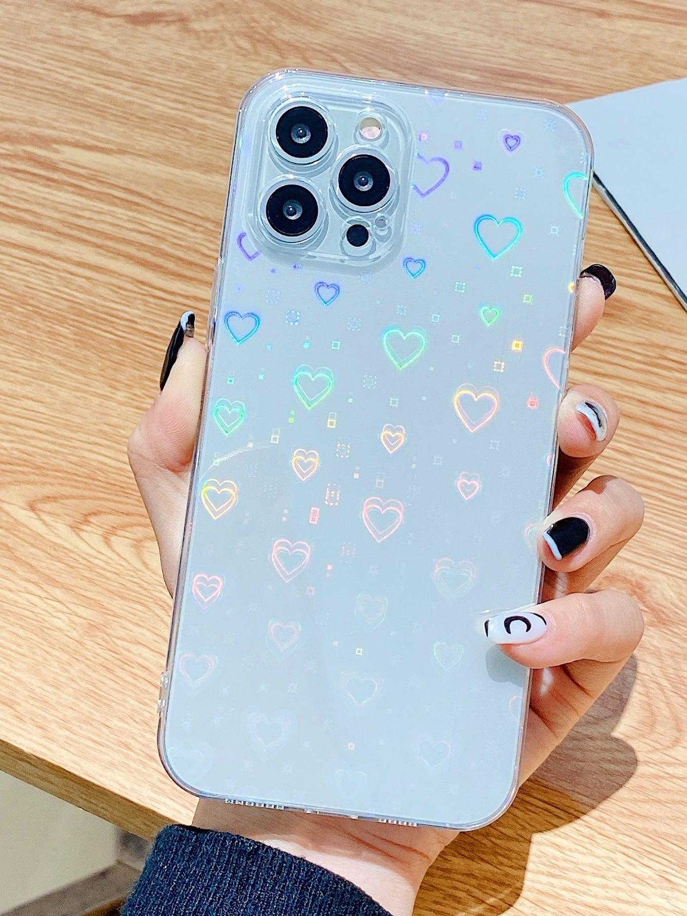 Clear Phone Case With Aurora Heart Paper - Lasercutwraps Shop