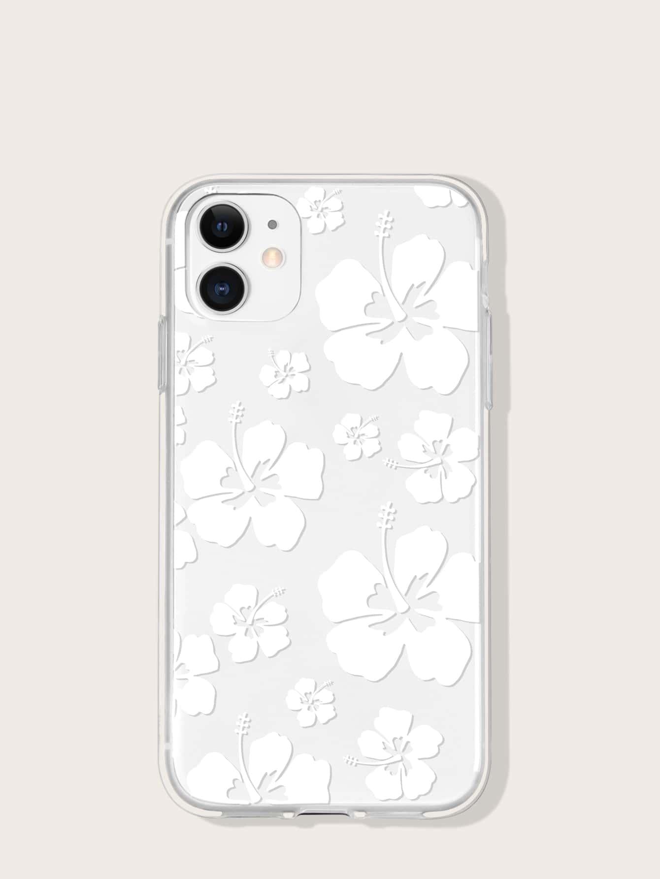 White Flower Pattern Clear Phone Case White Flower Pattern Clear Phone Case