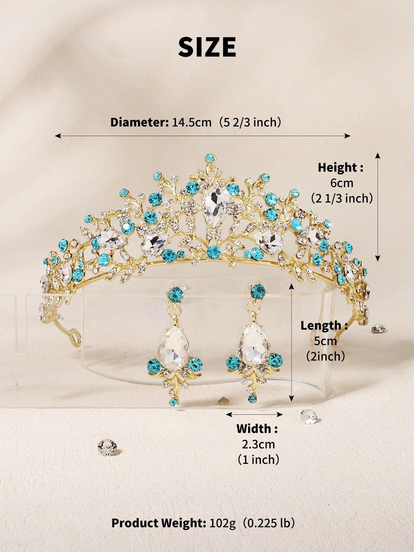 Rhinestone Decor Bridal Headband & Drop Earrings - Lasercutwraps Shop