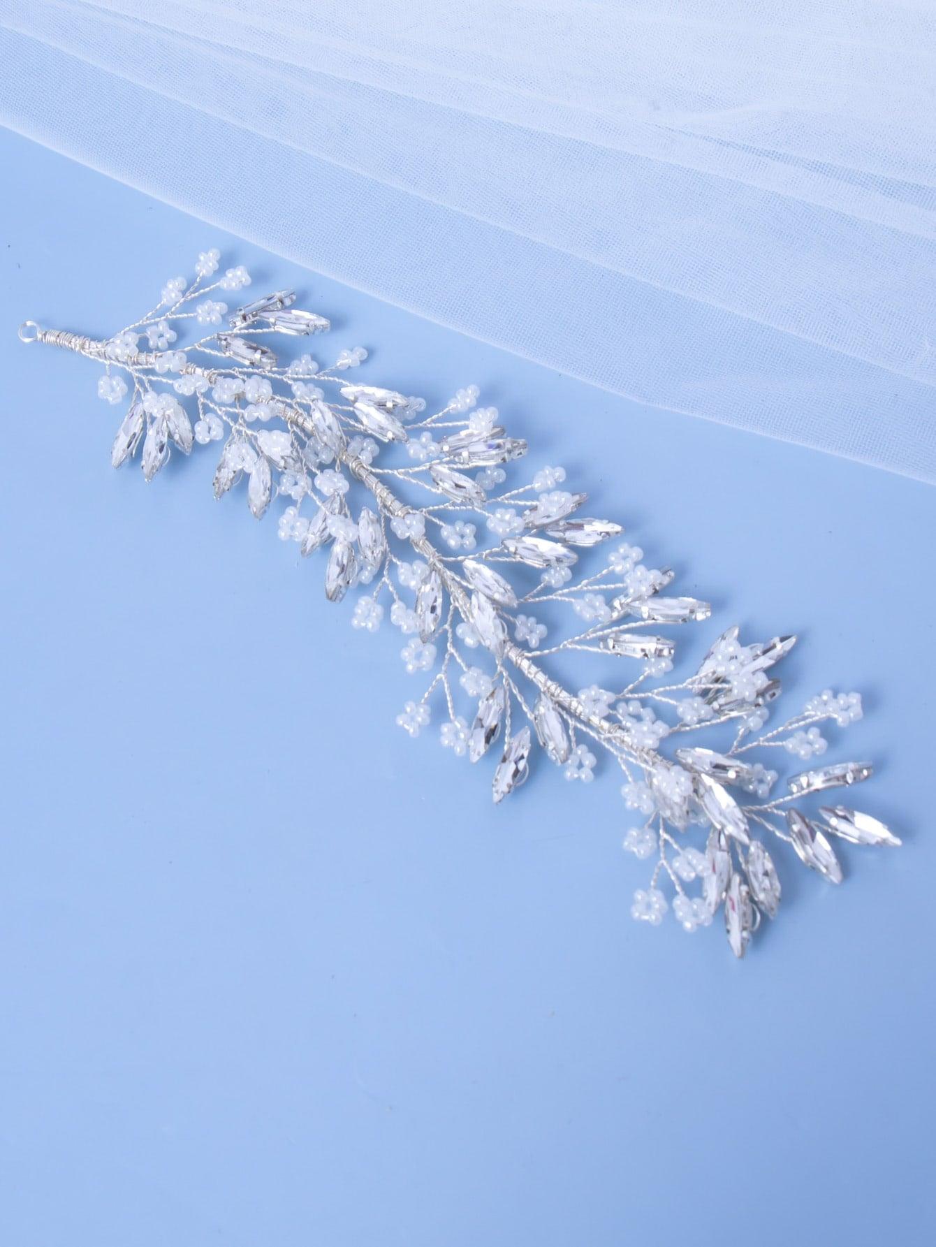 2pcs Rhinestone & Bead Decor Bridal Headwear Set - Lasercutwraps Shop