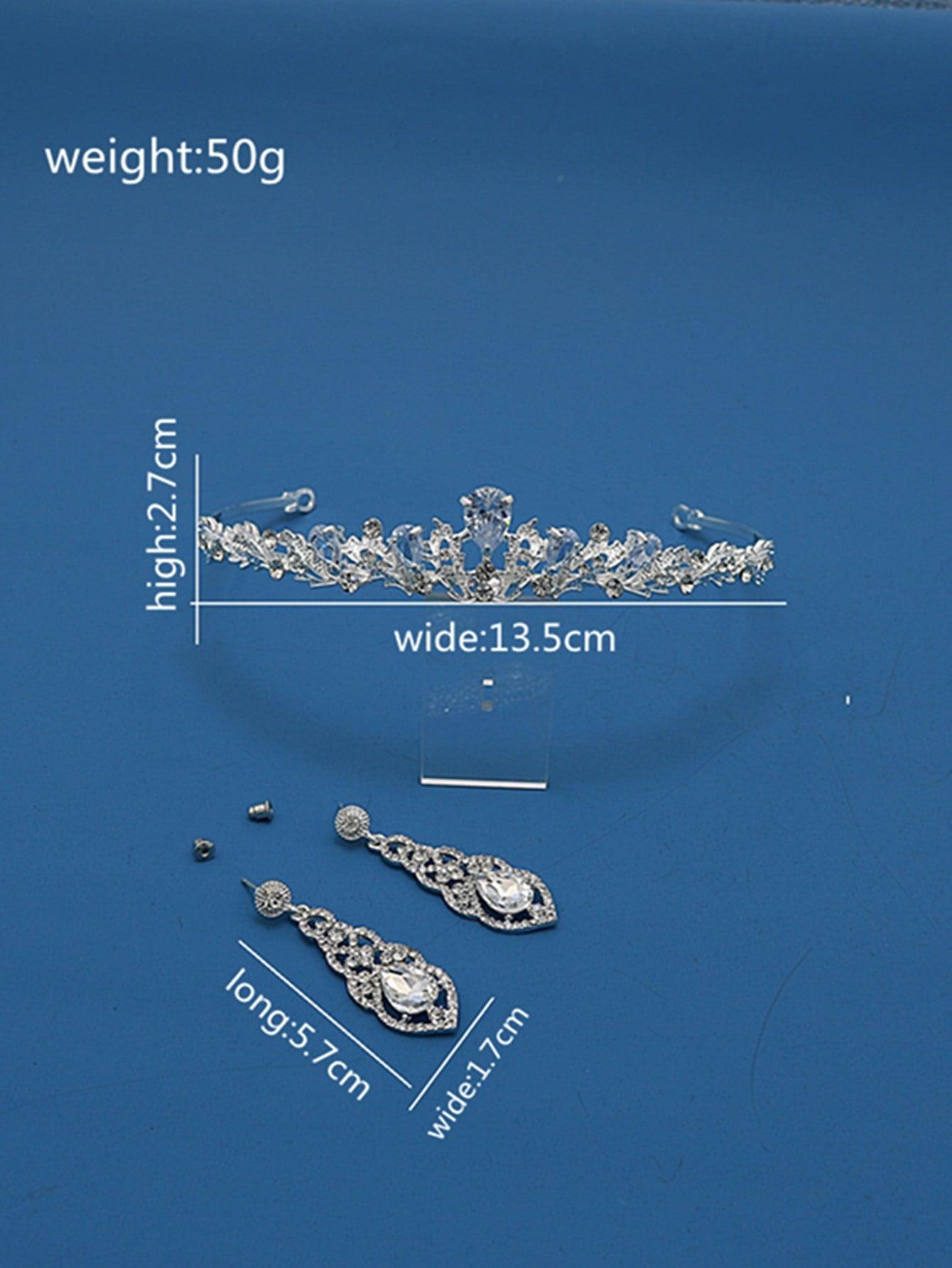Rhinestone Decor Bridal Headband & Drop Earrings - Lasercutwraps Shop