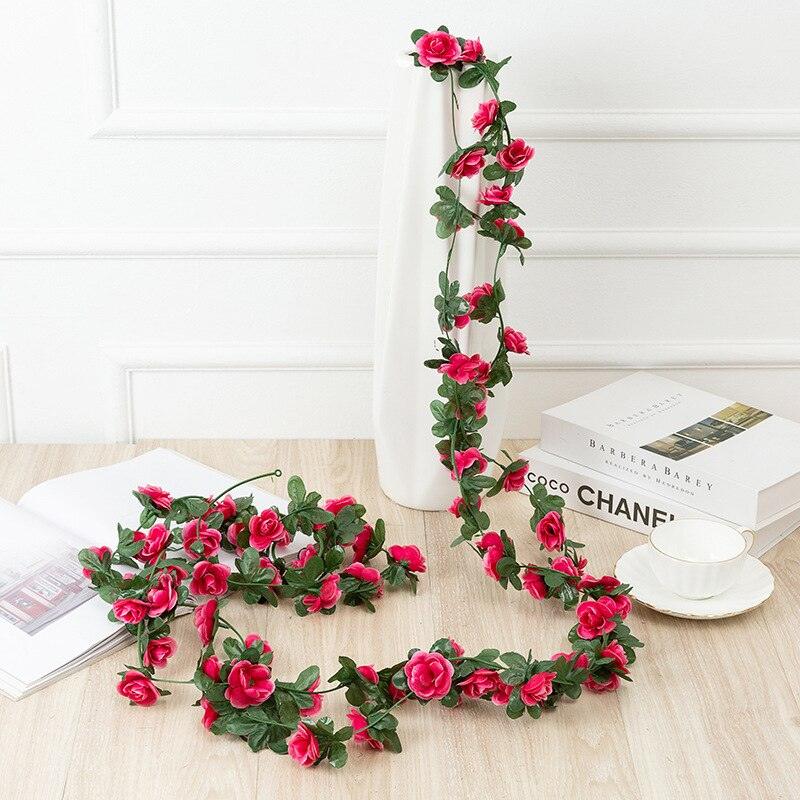 250CM Rose Artificial Flowers Christmas Garland for Wedding Home Room Decoration Spring Autumn Garden Arch DIY Fake Plant Vine - Lasercutwraps Shop
