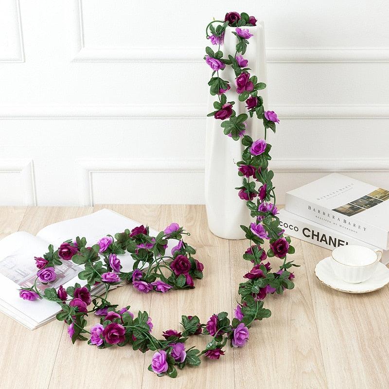 250CM Rose Artificial Flowers Christmas Garland for Wedding Home Room Decoration Spring Autumn Garden Arch DIY Fake Plant Vine - Lasercutwraps Shop
