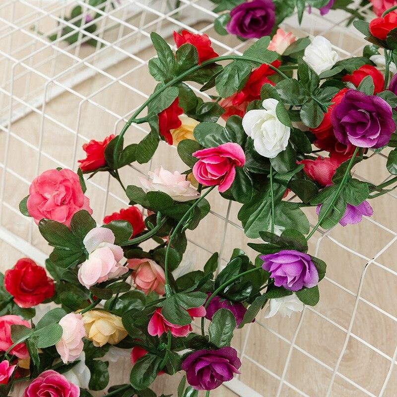 250CM Rose Artificial Flowers Christmas Garland for Wedding Home Room Decoration Spring Autumn Garden Arch DIY Fake Plant Vine - Lasercutwraps Shop