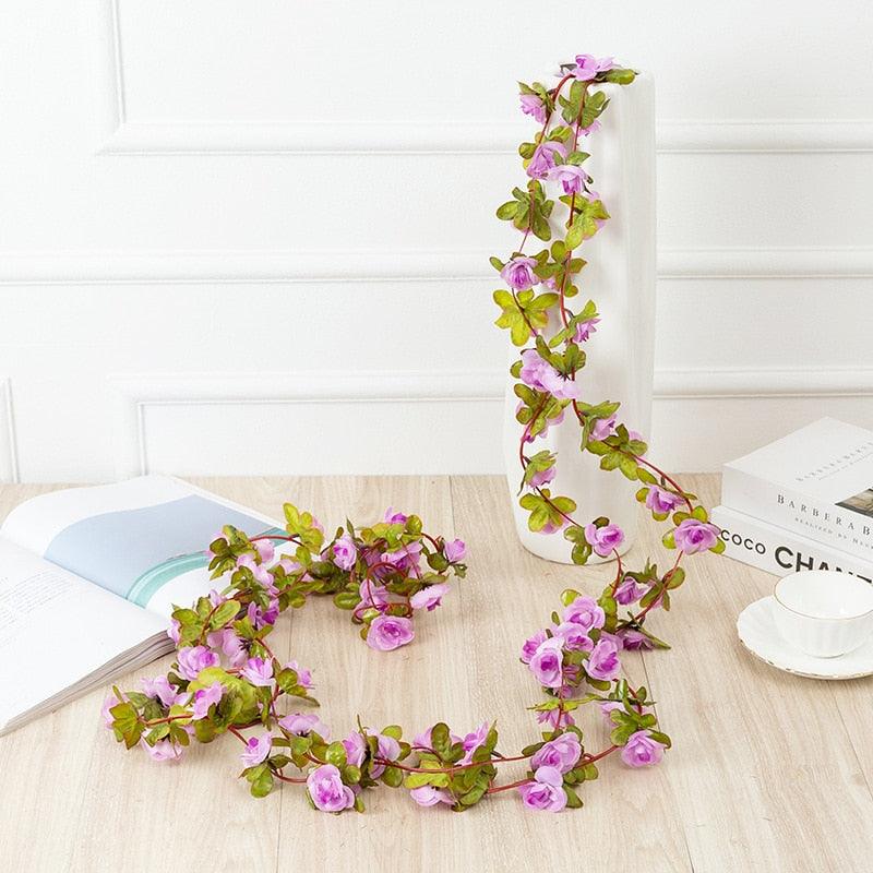 250CM Rose Artificial Flowers Christmas Garland for Wedding Home Room Decoration Spring Autumn Garden Arch DIY Fake Plant Vine - Lasercutwraps Shop