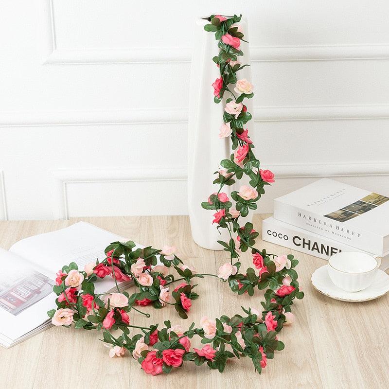 250CM Rose Artificial Flowers Christmas Garland for Wedding Home Room Decoration Spring Autumn Garden Arch DIY Fake Plant Vine - Lasercutwraps Shop