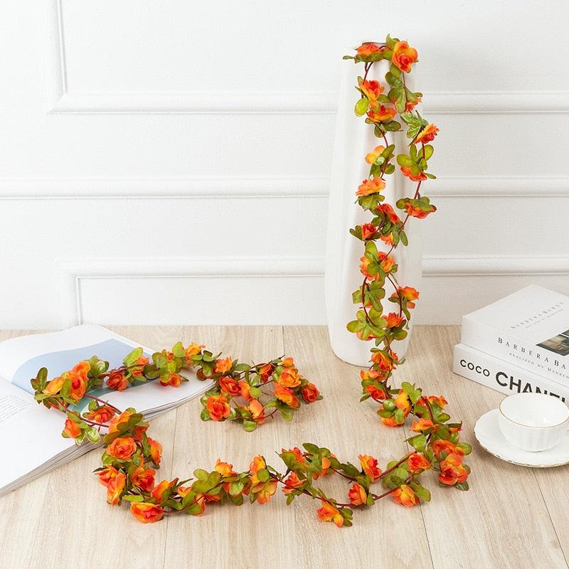 250CM Rose Artificial Flowers Christmas Garland for Wedding Home Room Decoration Spring Autumn Garden Arch DIY Fake Plant Vine - Lasercutwraps Shop