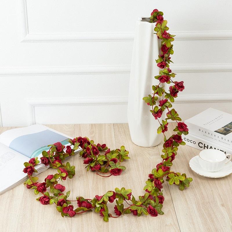 250CM Rose Artificial Flowers Christmas Garland for Wedding Home Room Decoration Spring Autumn Garden Arch DIY Fake Plant Vine - Lasercutwraps Shop