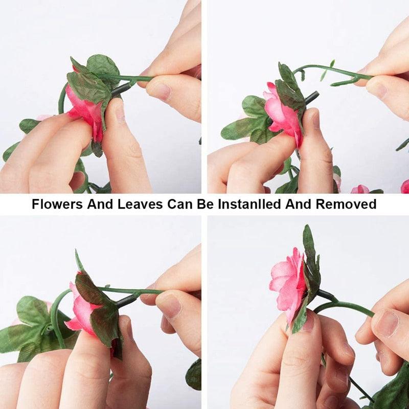 250CM Rose Artificial Flowers Christmas Garland for Wedding Home Room Decoration Spring Autumn Garden Arch DIY Fake Plant Vine - Lasercutwraps Shop