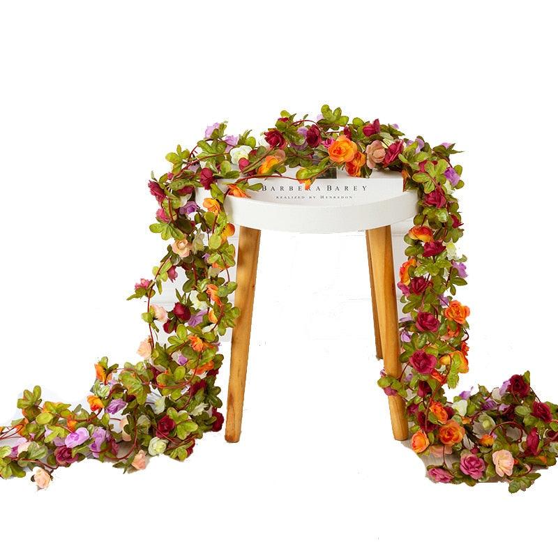 250CM Rose Artificial Flowers Christmas Garland for Wedding Home Room Decoration Spring Autumn Garden Arch DIY Fake Plant Vine - Lasercutwraps Shop