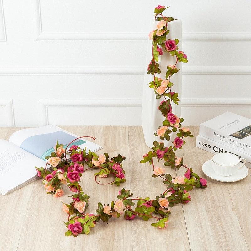 250CM Rose Artificial Flowers Christmas Garland for Wedding Home Room Decoration Spring Autumn Garden Arch DIY Fake Plant Vine - Lasercutwraps Shop