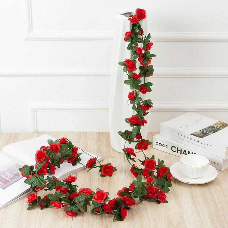 250CM Rose Artificial Flowers Christmas Garland for Wedding Home Room Decoration Spring Autumn Garden Arch DIY Fake Plant Vine - Lasercutwraps Shop