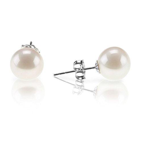 18K Gold Plated Sterling Silver Round Stud White Simulated Shell Pearl Earrings - Lasercutwraps Shop