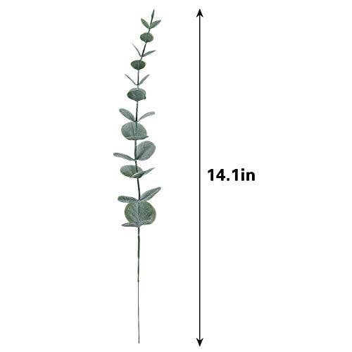 24pcs Artificial Eucalyptus Leaves Stems Real Grey Green Touch Branches for Home Office Centerpiece Wedding Banquet Flower Arrangement Decoration - Lasercutwraps Shop