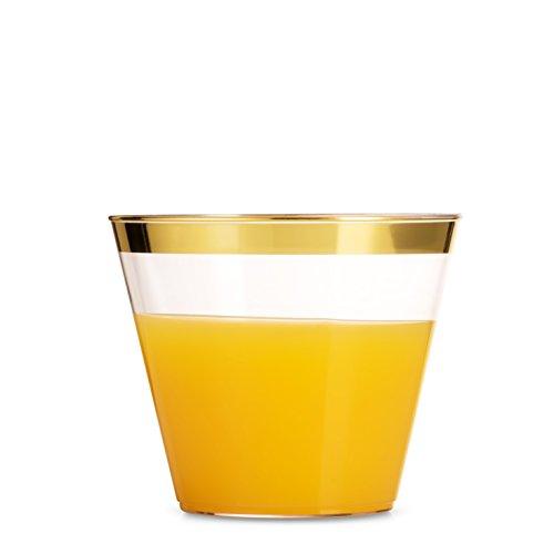 100 Gold Plastic Cups 9 Oz Clear Plastic Cups for Wedding and Birthday Decorations - Lasercutwraps Shop