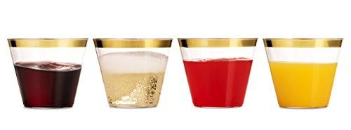 100 Gold Plastic Cups 9 Oz Clear Plastic Cups for Wedding and Birthday Decorations - Lasercutwraps Shop